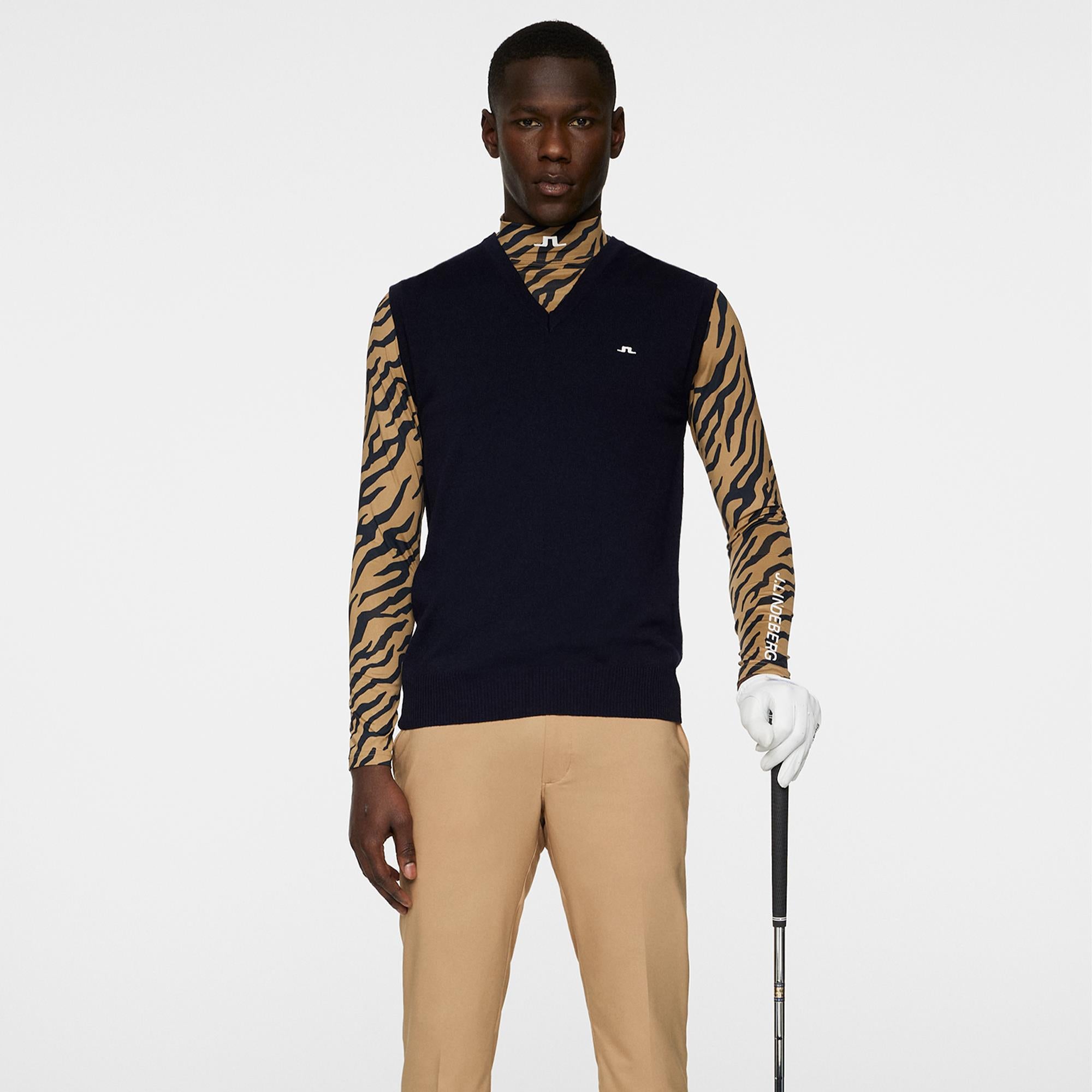 J Lindeberg Liam Knitted Mens Tour Merino Golf Vest Navy